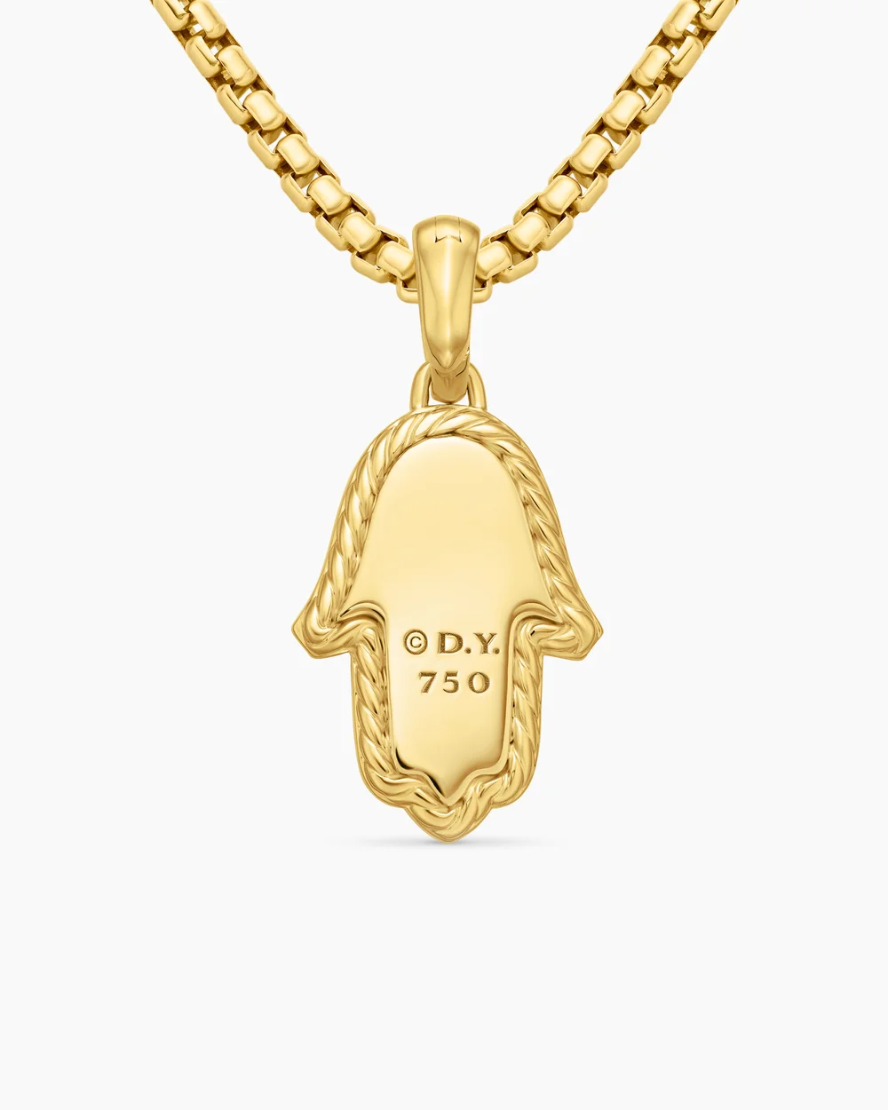 Hamsa Amulet 18K Yellow Gold with Pavé Diamonds and Blue Sapphire, 24.6mm
