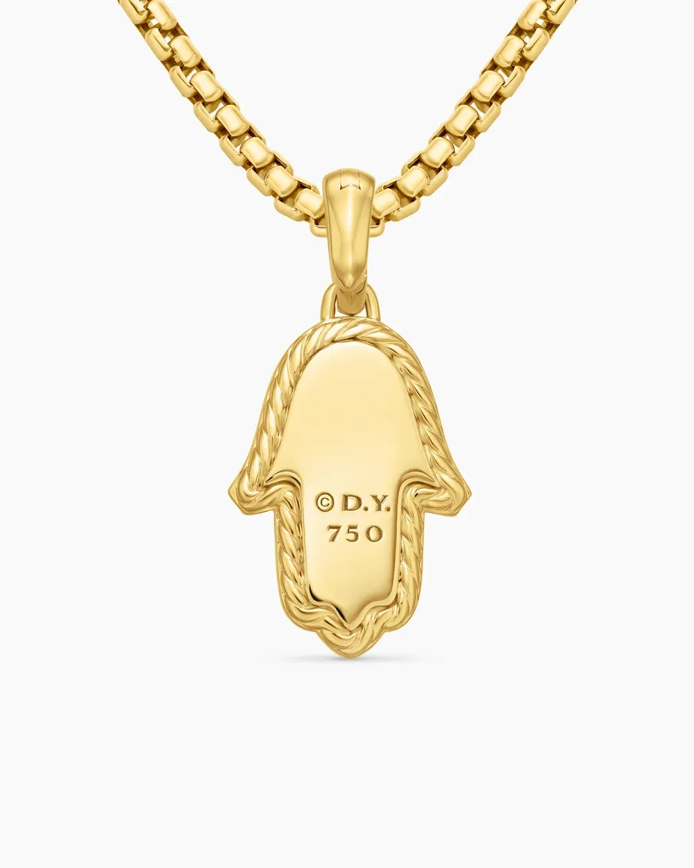 Hamsa Amulet 18K Yellow Gold with Pavé Diamonds and Blue Sapphire, 24.6mm