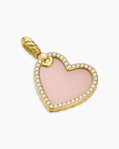 DY Elements® Heart Amulet 18K Yellow Gold with Pink Opal and Diamonds