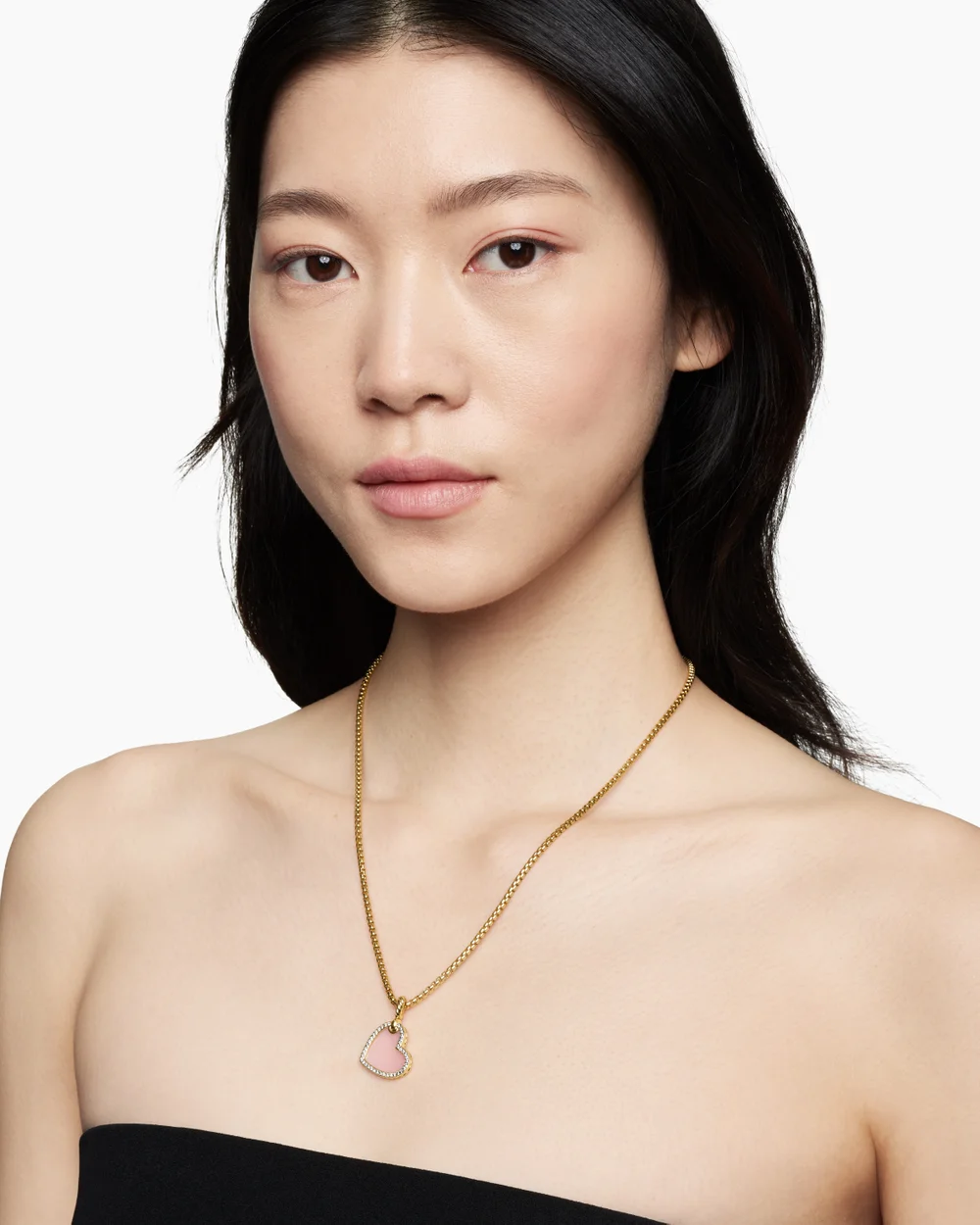 DY Elements® Heart Amulet 18K Yellow Gold with Pink Opal and Diamonds