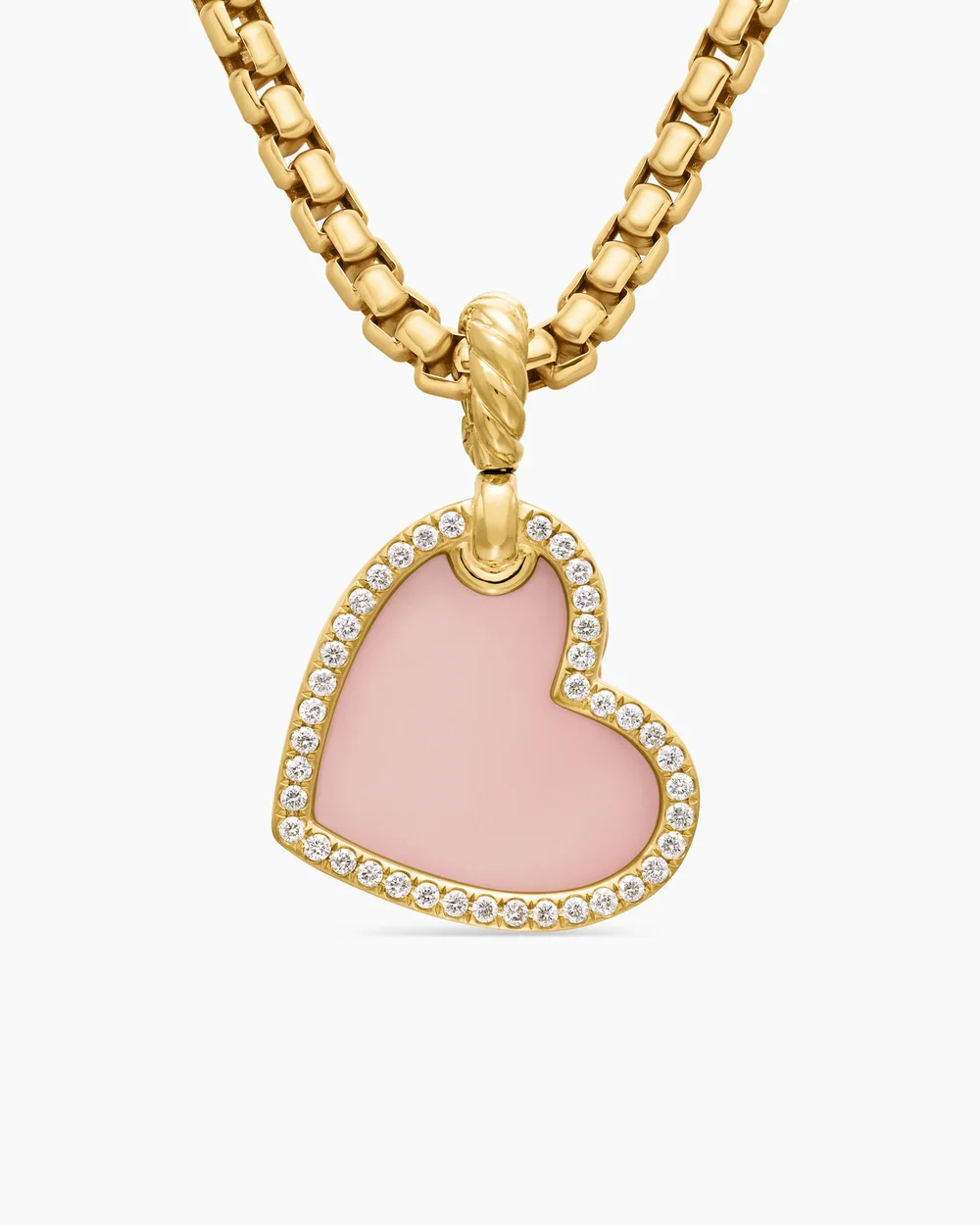 DY Elements® Heart Amulet 18K Yellow Gold with Pink Opal and Diamonds