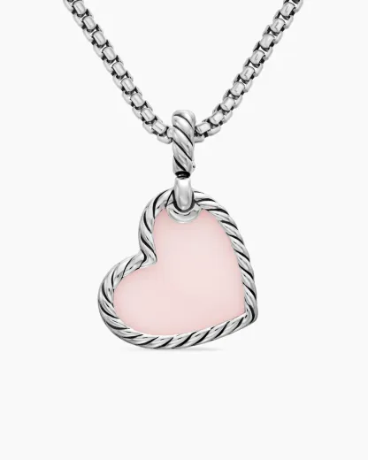 DY Elements® Heart Amulet Sterling Silver with Pink Opal and Diamonds