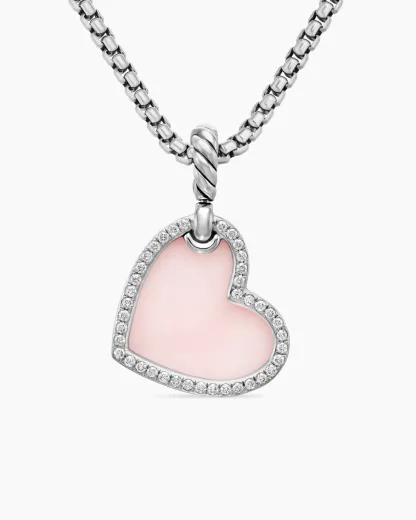 DY Elements® Heart Amulet Sterling Silver with Pink Opal and Diamonds