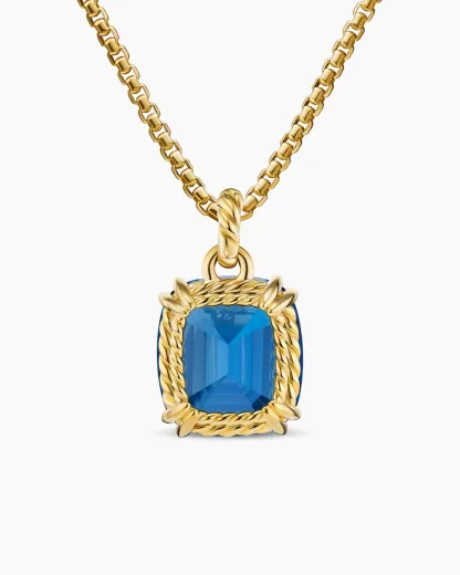 Marbella Pendant 18K Yellow Gold with Hampton Blue Topaz, 22mm
