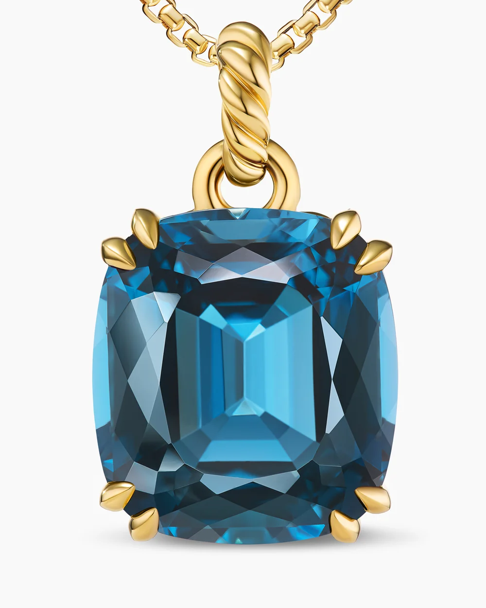 Marbella Pendant 18K Yellow Gold with Hampton Blue Topaz, 22mm