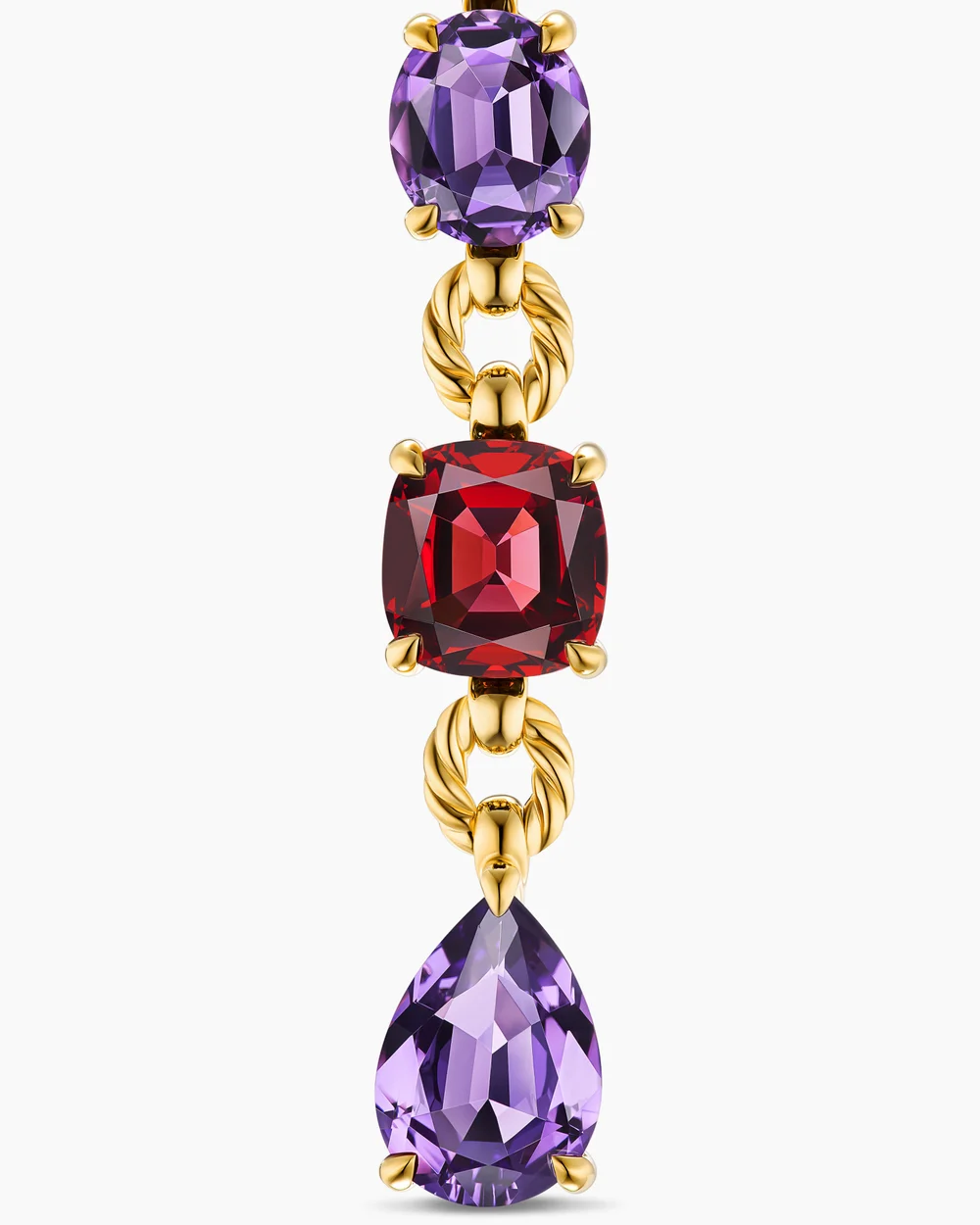 Marbella Y Pendant 18K Yellow Gold with Amethyst and Rhodolite Garnet, 57.8mm