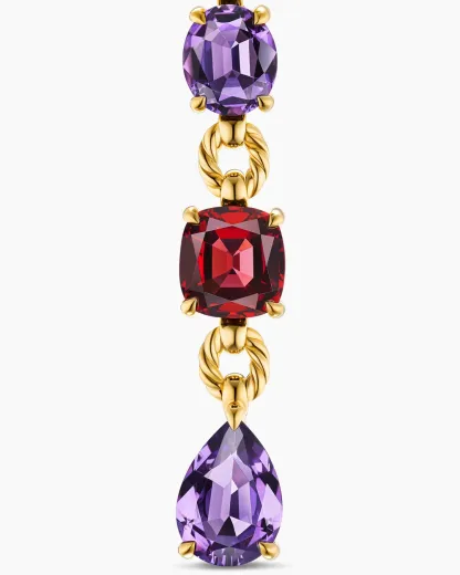 Marbella Y Pendant 18K Yellow Gold with Amethyst and Rhodolite Garnet, 57.8mm