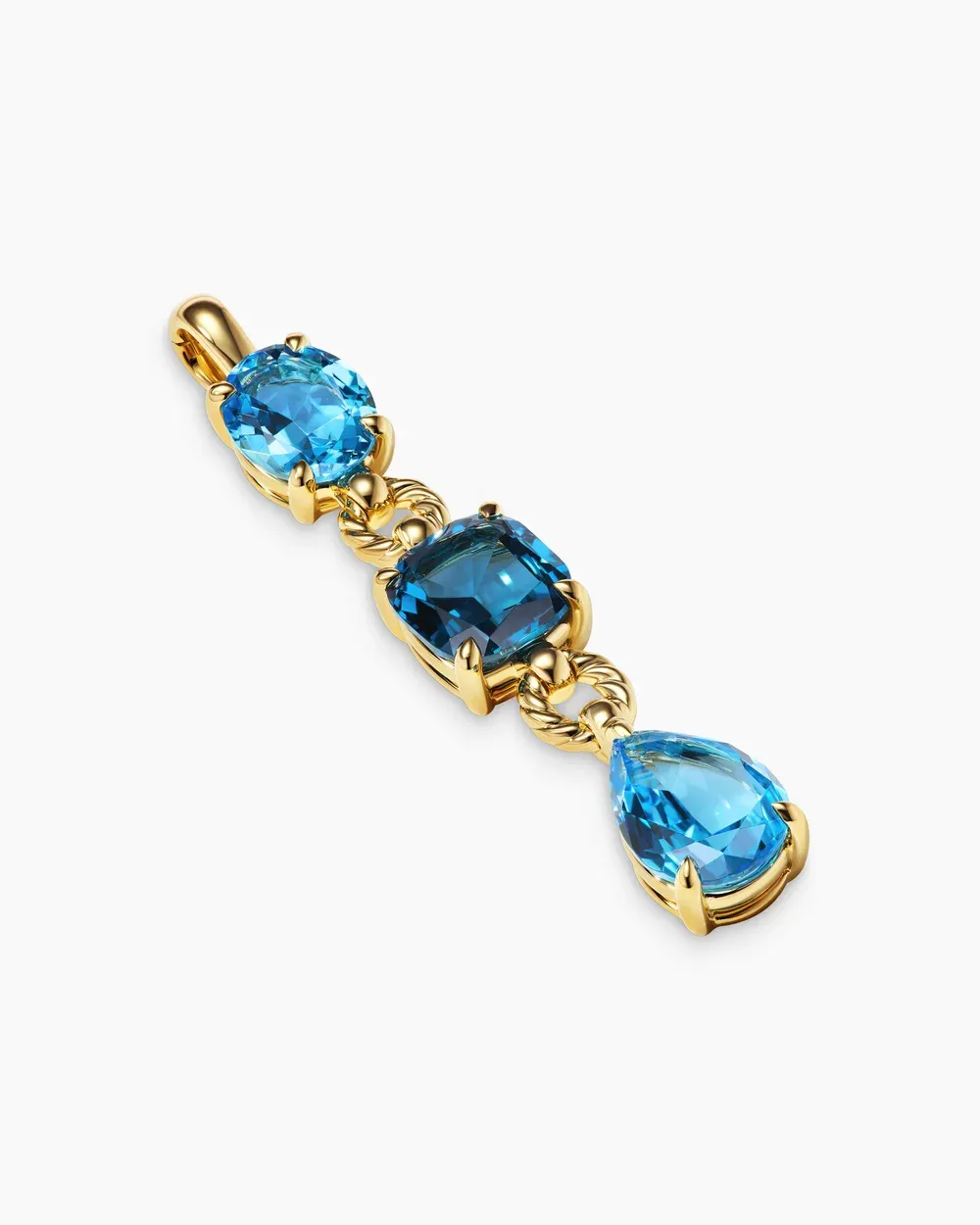Marbella Y Pendant 18K Yellow Gold with Blue Topaz and Hampton Blue Topaz, 57.8mm