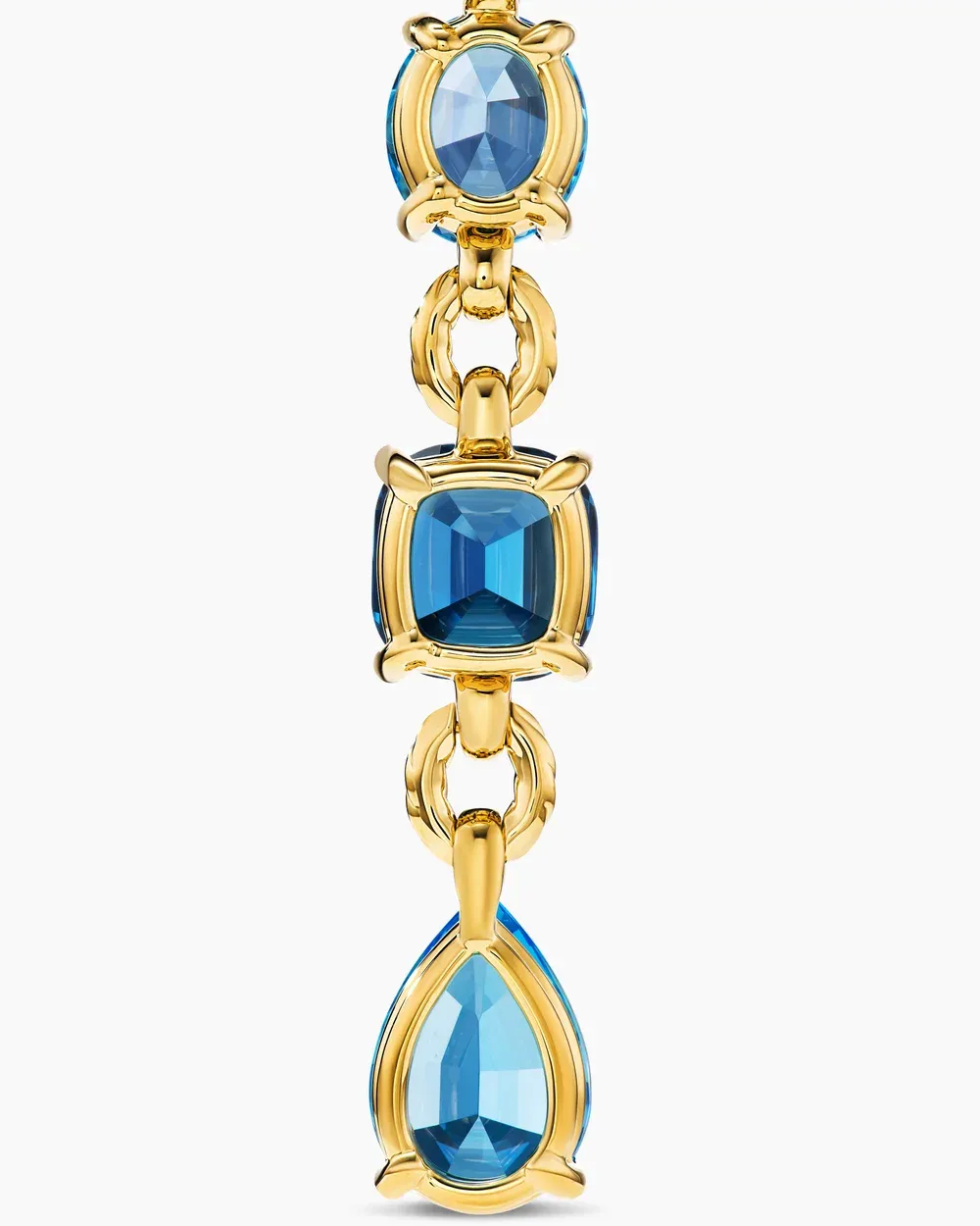 Marbella Y Pendant 18K Yellow Gold with Blue Topaz and Hampton Blue Topaz, 57.8mm