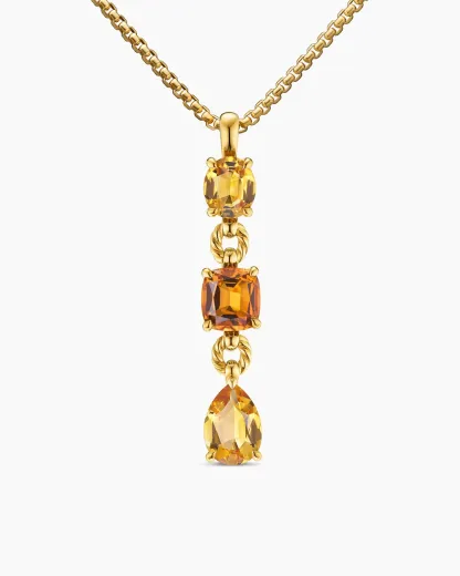 Marbella Y Pendant 18K Yellow Gold with Citrine and Madeira Citrine, 57.8mm