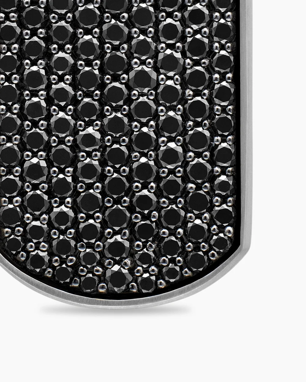 Chevron Tag Sterling Silver with Black Diamonds, 27mm