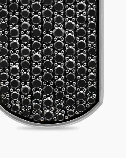 Chevron Tag Sterling Silver with Black Diamonds, 27mm