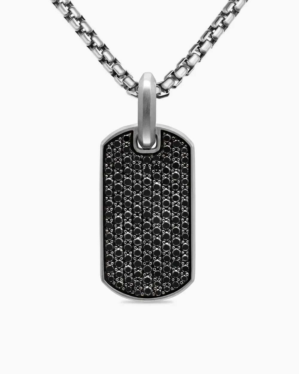 Chevron Tag Sterling Silver with Black Diamonds, 27mm