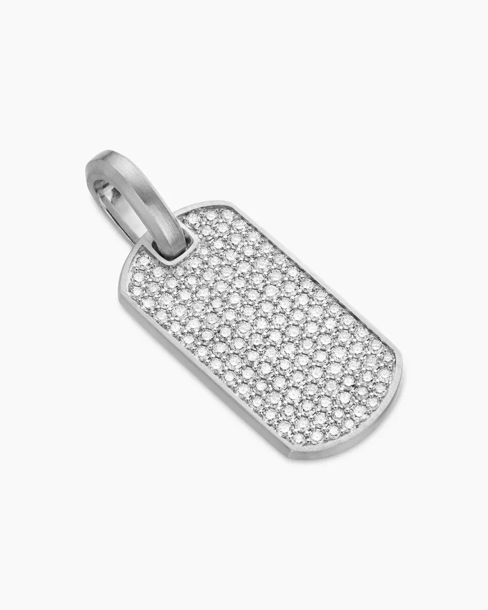 Chevron Tag Sterling Silver with Diamonds, 27mm