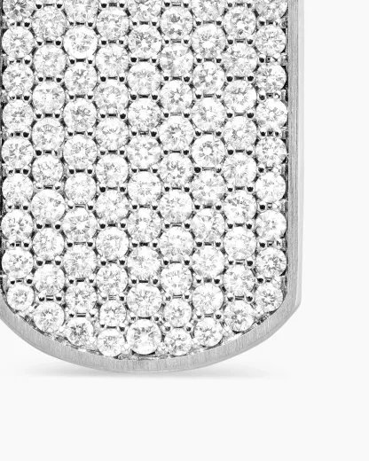 Chevron Tag Sterling Silver with Diamonds, 27mm