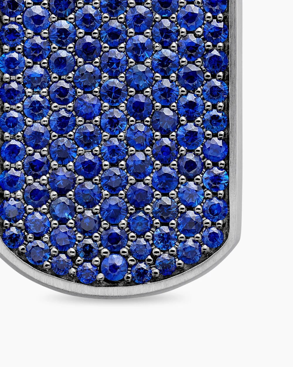 Chevron Tag Sterling Silver with Sapphires, 27mm