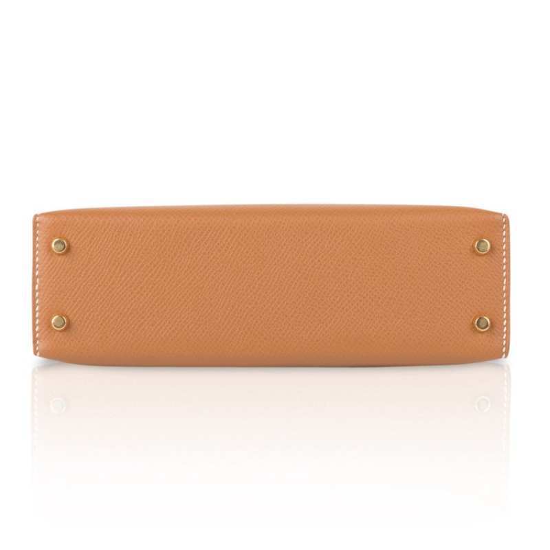 Mini Kelly 20 Bag Sellier Gold Epsom with Gold Hardware