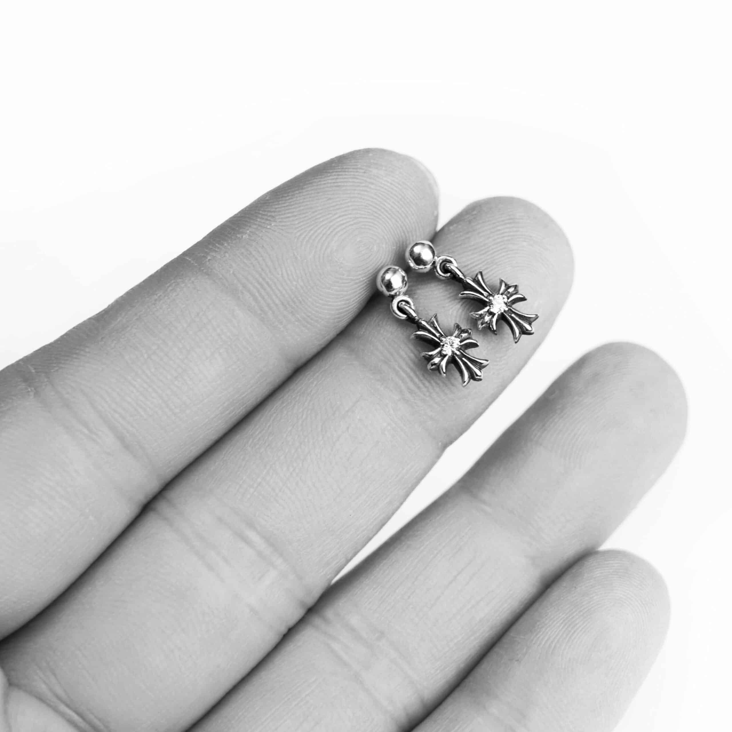 TINY E CH PLUS DROP EARRINGS WITH DIAMONDS