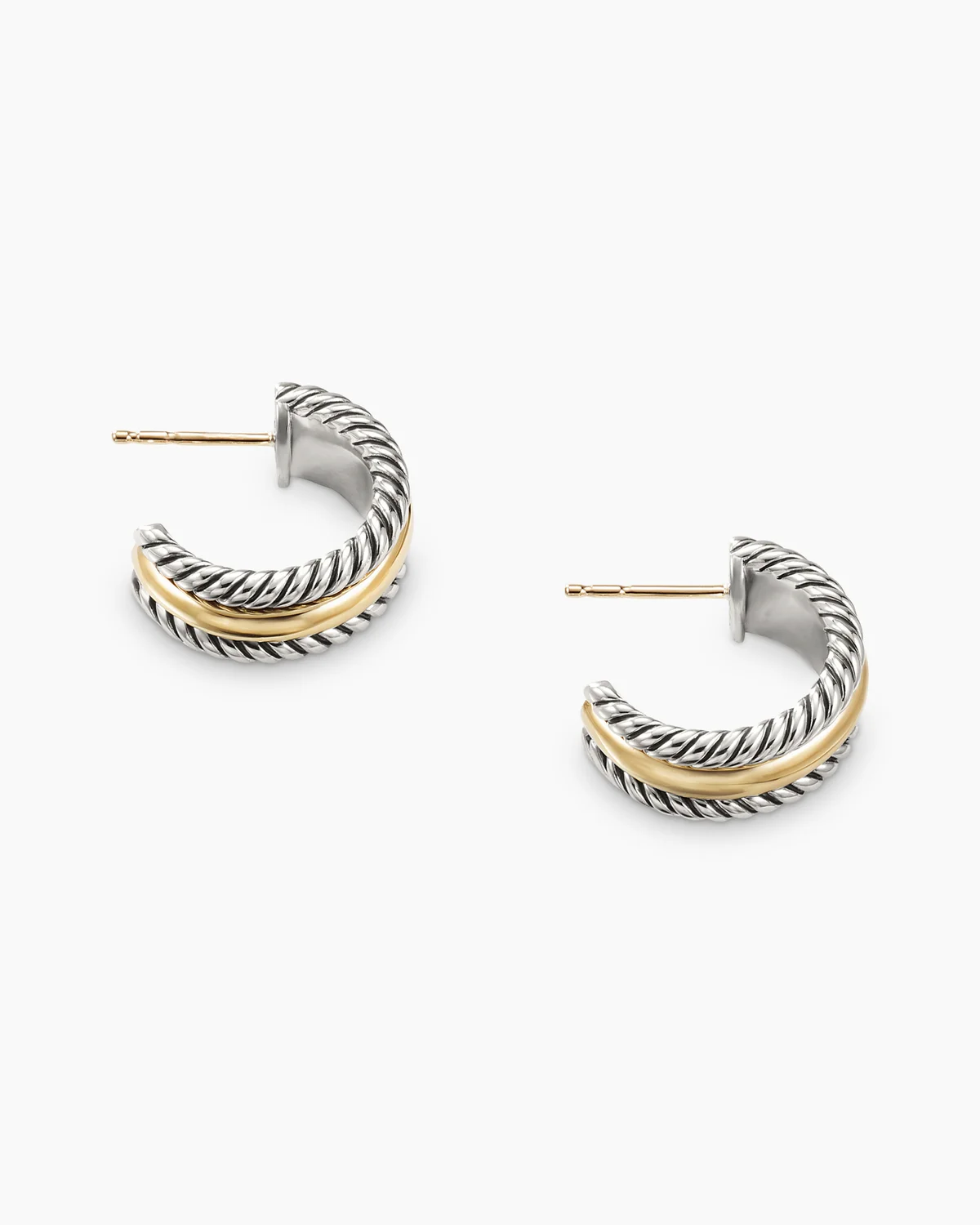 Cable Collectibles庐 Huggie Hoop Earrings Sterling Silver with 14K Yellow Gold, 15.6mm