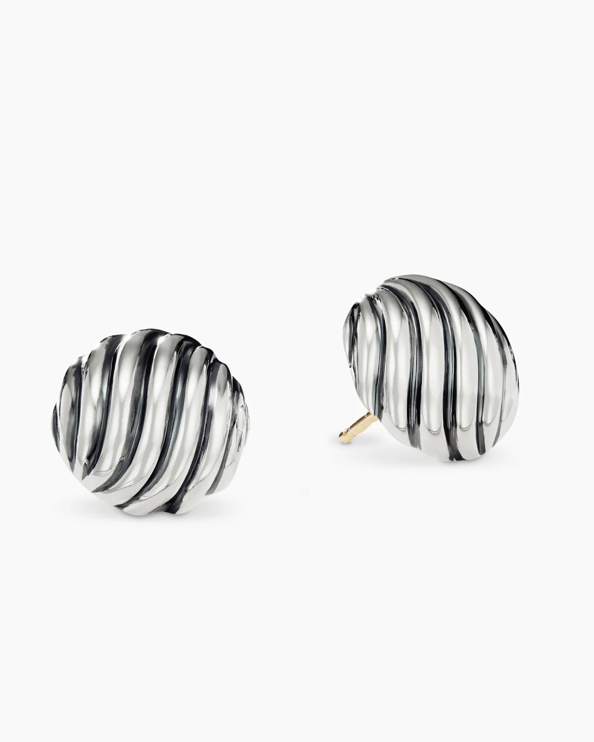 Sculpted Cable Stud Earrings Sterling Silver, 14mm