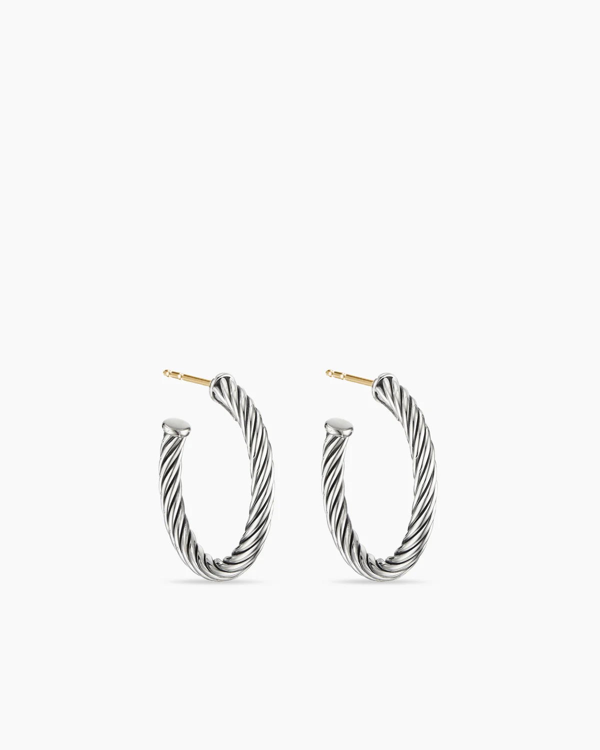 Cable Hoop Earrings Sterling Silver, 3/4in