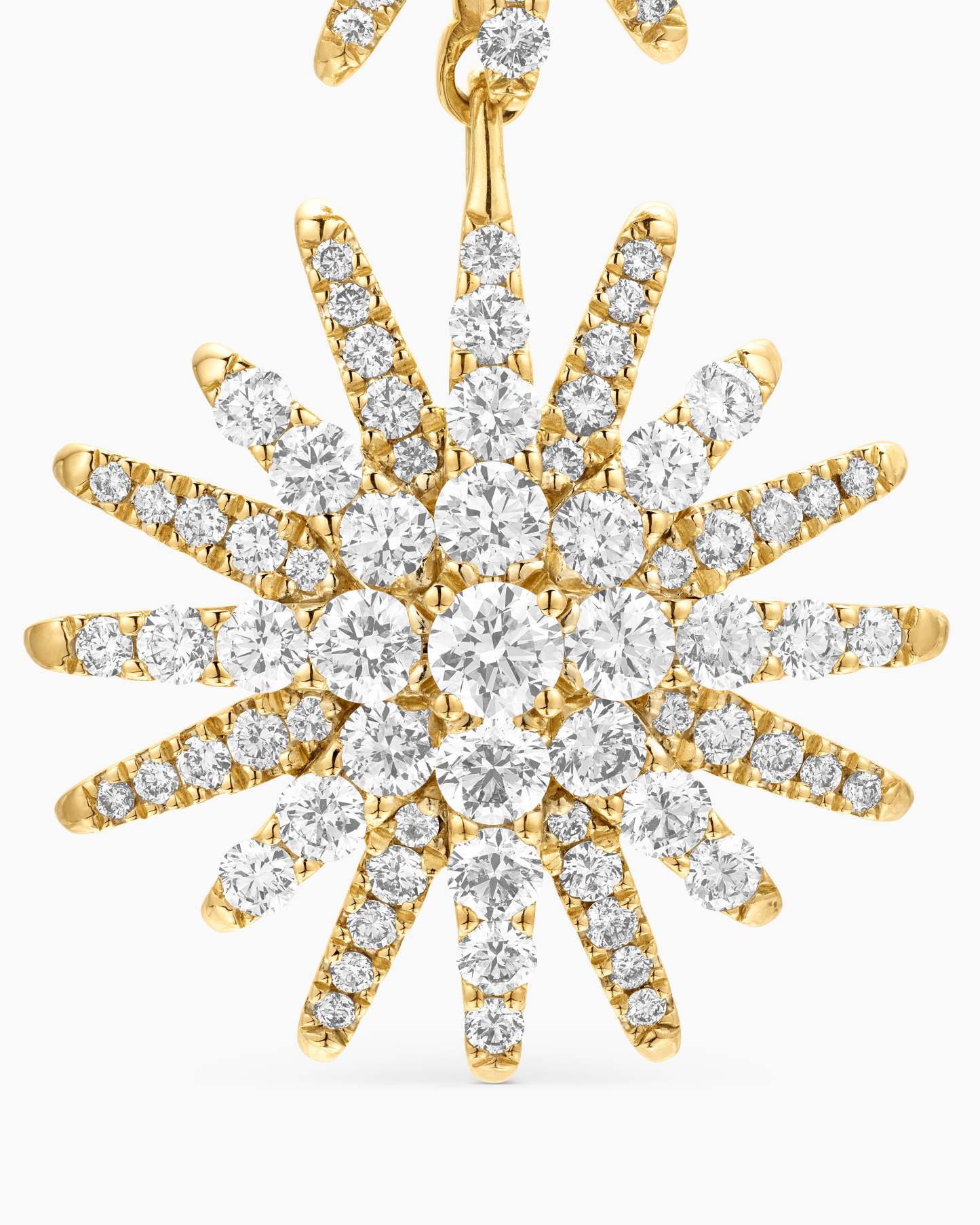 Starburst Triple Drop Earrings 18K Yellow Gold with Diamonds, 51mm