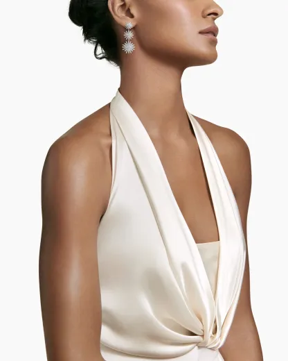 Starburst Triple Drop Earrings 18K White Gold with Diamonds, 51mm