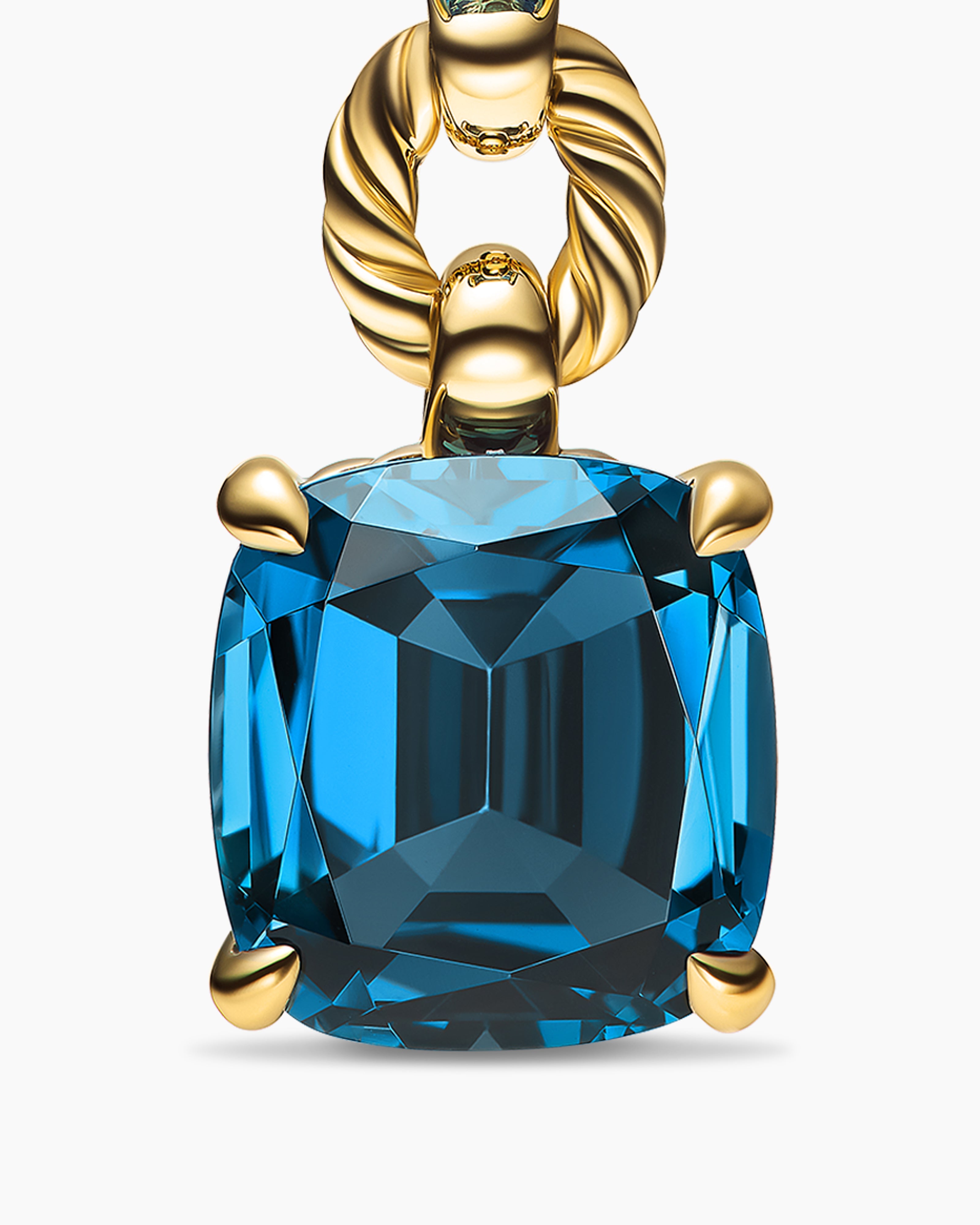 Marbella Drop Earrings 18K Yellow Gold with Blue Topaz and Hampton Blue Topaz, 51mm