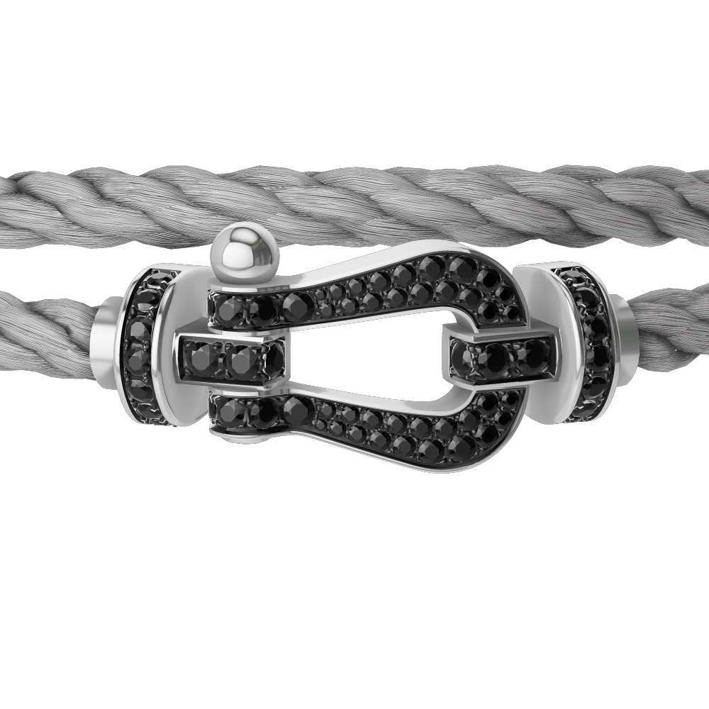 FORCE 10 BRACELET 18K WHITE GOLD AND BLACK DIAMONDS LARGE MODEL