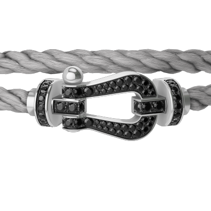 FORCE 10 BRACELET 18K WHITE GOLD AND BLACK DIAMONDS LARGE MODEL