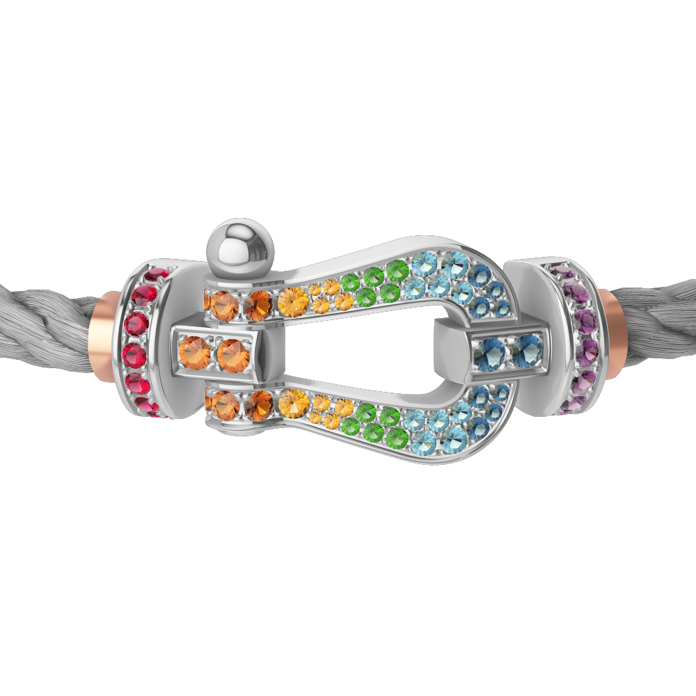 FORCE 10 BRACELET 18K WHITE GOLD AND COLORED STONES LARGE MODEL