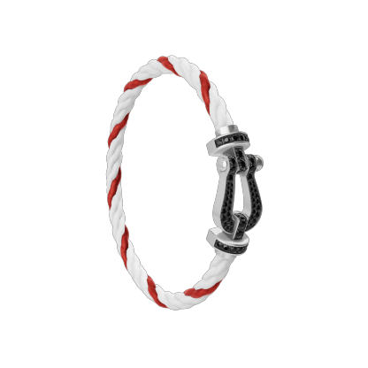 FORCE 10 BRACELET 18K WHITE GOLD AND BLACK DIAMONDS LARGE MODEL