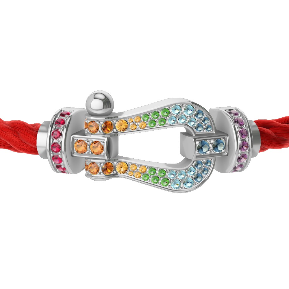 Force 10 bracelet 18k white gold and colored stones large model