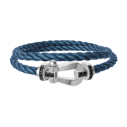 FORCE 10 BRACELET 18K WHITE GOLD AND BLACK DIAMONDS LARGE MODEL