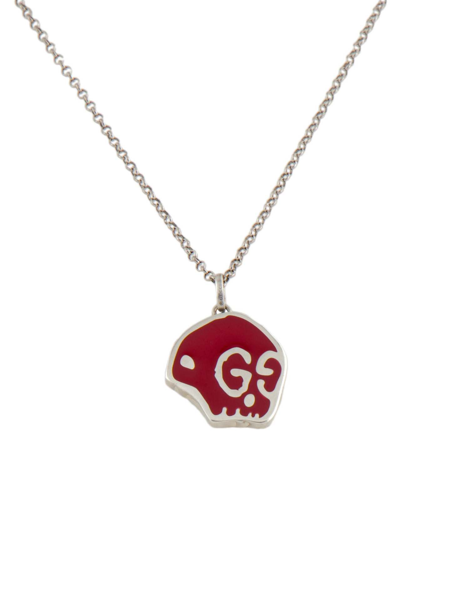 Enamel Ghost Skull Pendant Necklace