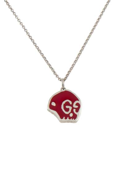 Enamel Ghost Skull Pendant Necklace