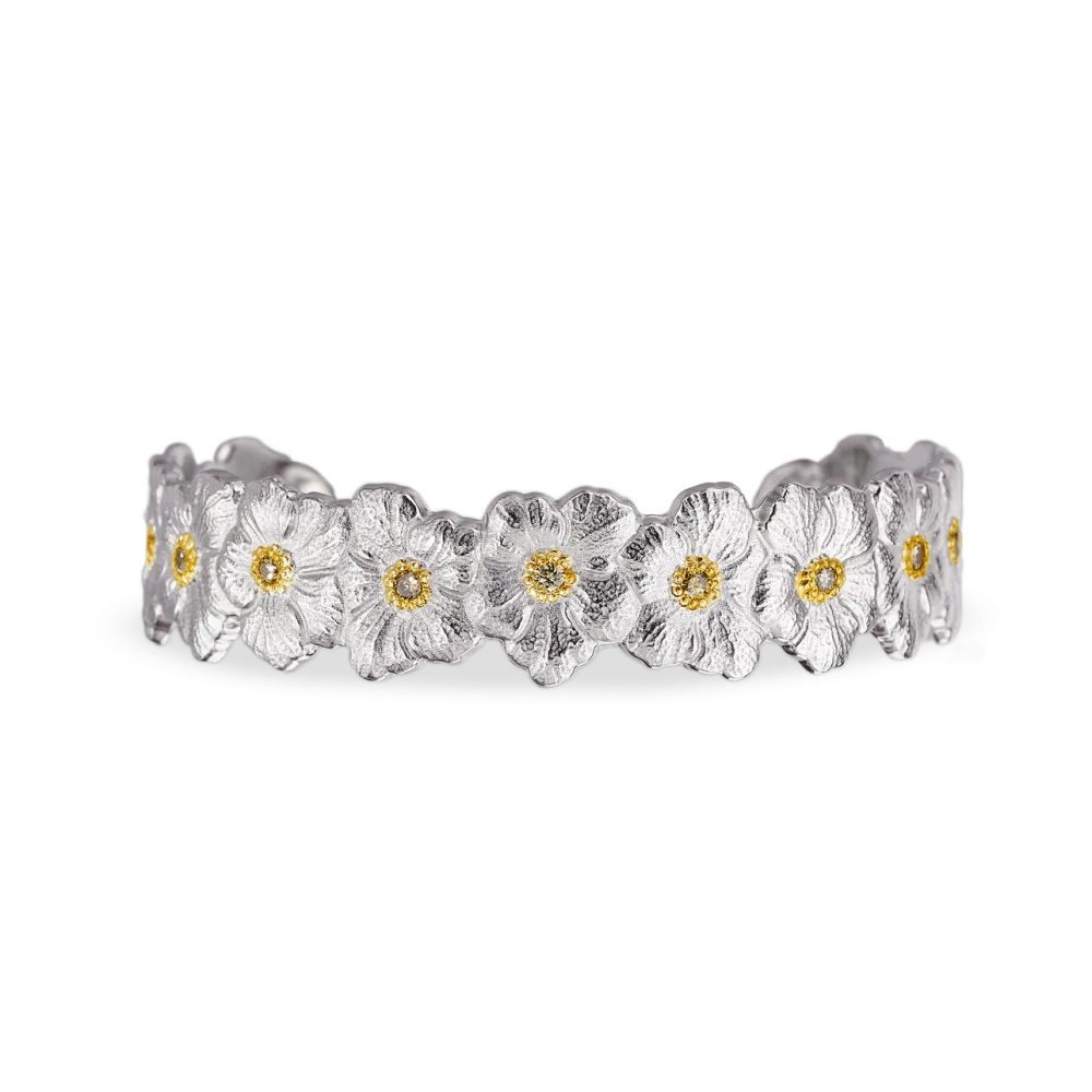 BLOSSOMS SILVER AND VERMEIL CUFF BRACELET WITH FANCY BROWN DIAMONDS
