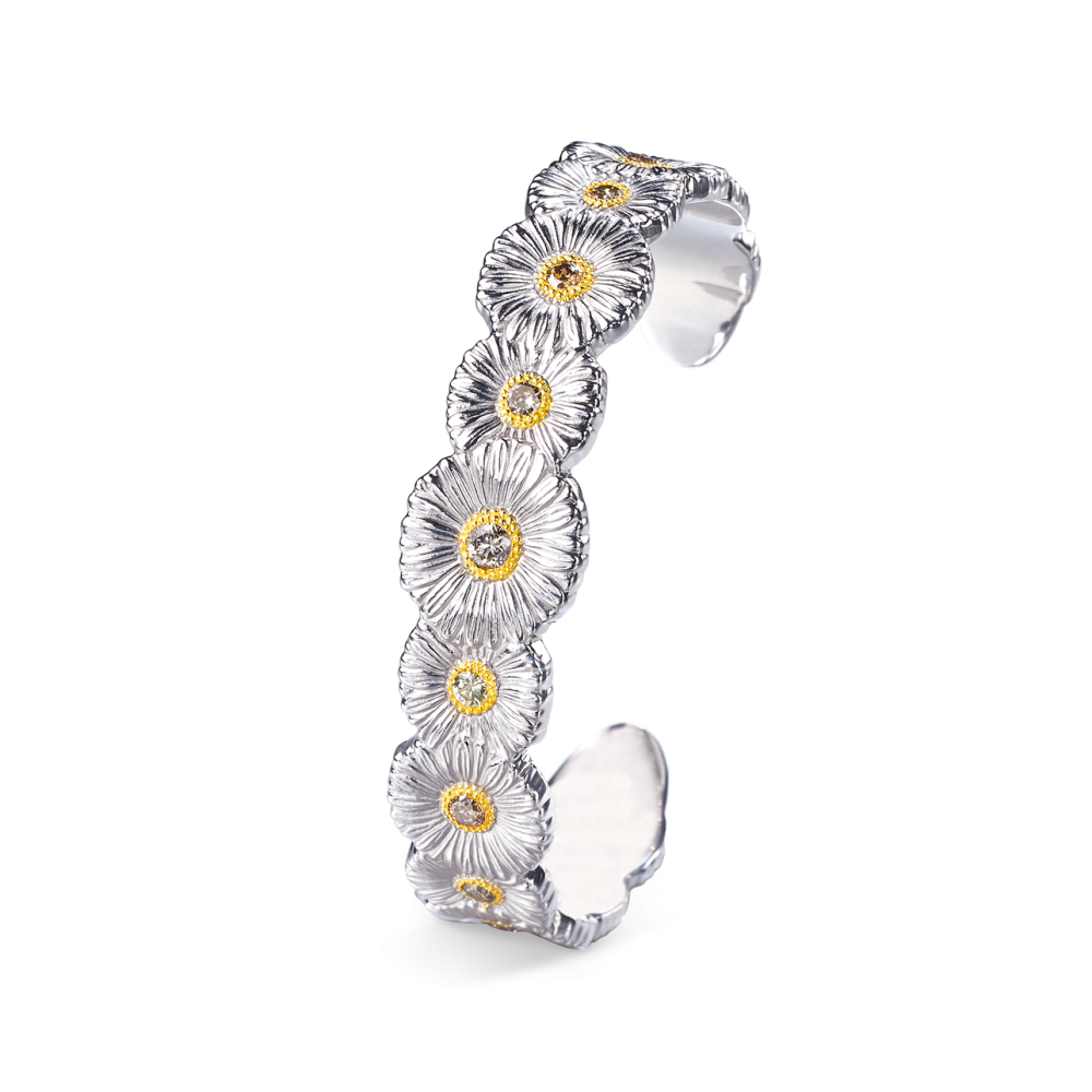 BLOSSOMS SILVER AND VERMEIL CUFF BRACELET WITH FANCY BROWN DIAMONDS