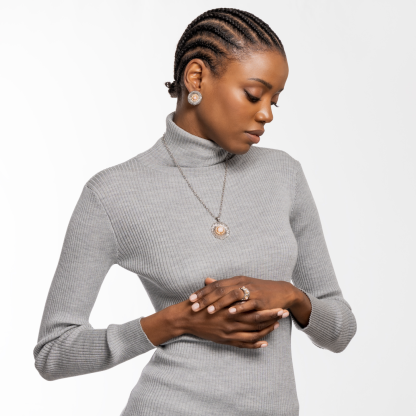 BLOSSOMS SILVER BUTTON EARRINGS WITH FANCY BROWN DIAMONDS AND PINK OPAL