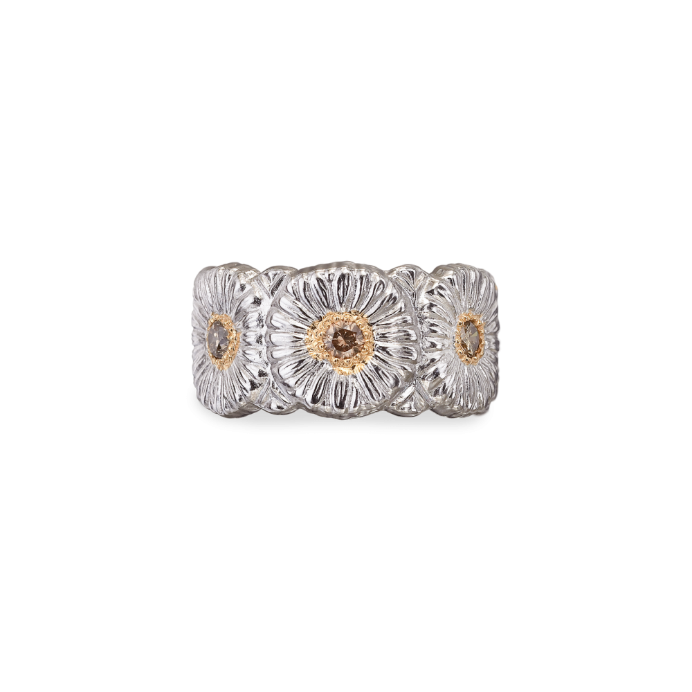 BLOSSOMS SILVER AND VERMEIL ETERNELLE RING WITH FANCY BROWN DIAMONDS