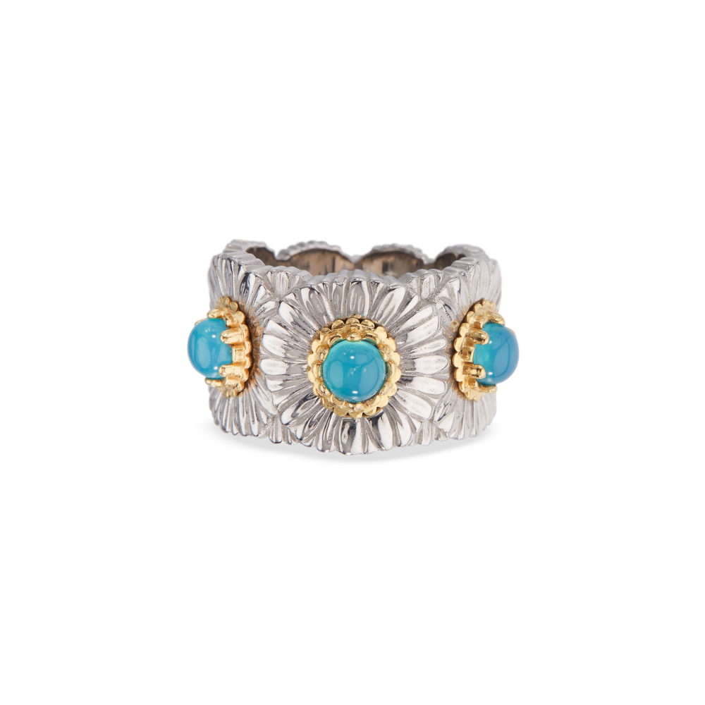 BLOSSOMS SILVER ETERNELLE RING WITH LIGHT BLUE AGATE
