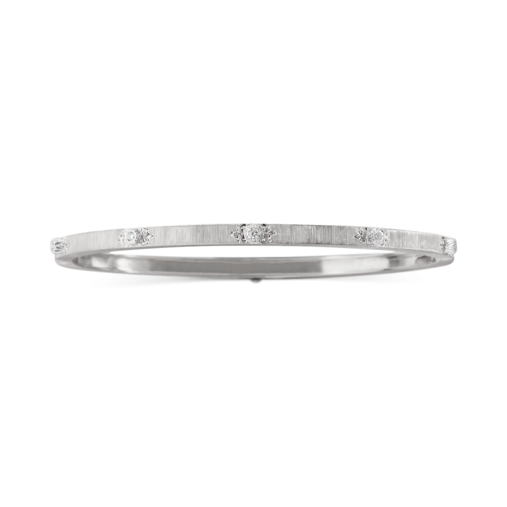 MACRI CLASSICA WHITE GOLD RIGATO BRACELET WITH DIAMONDS