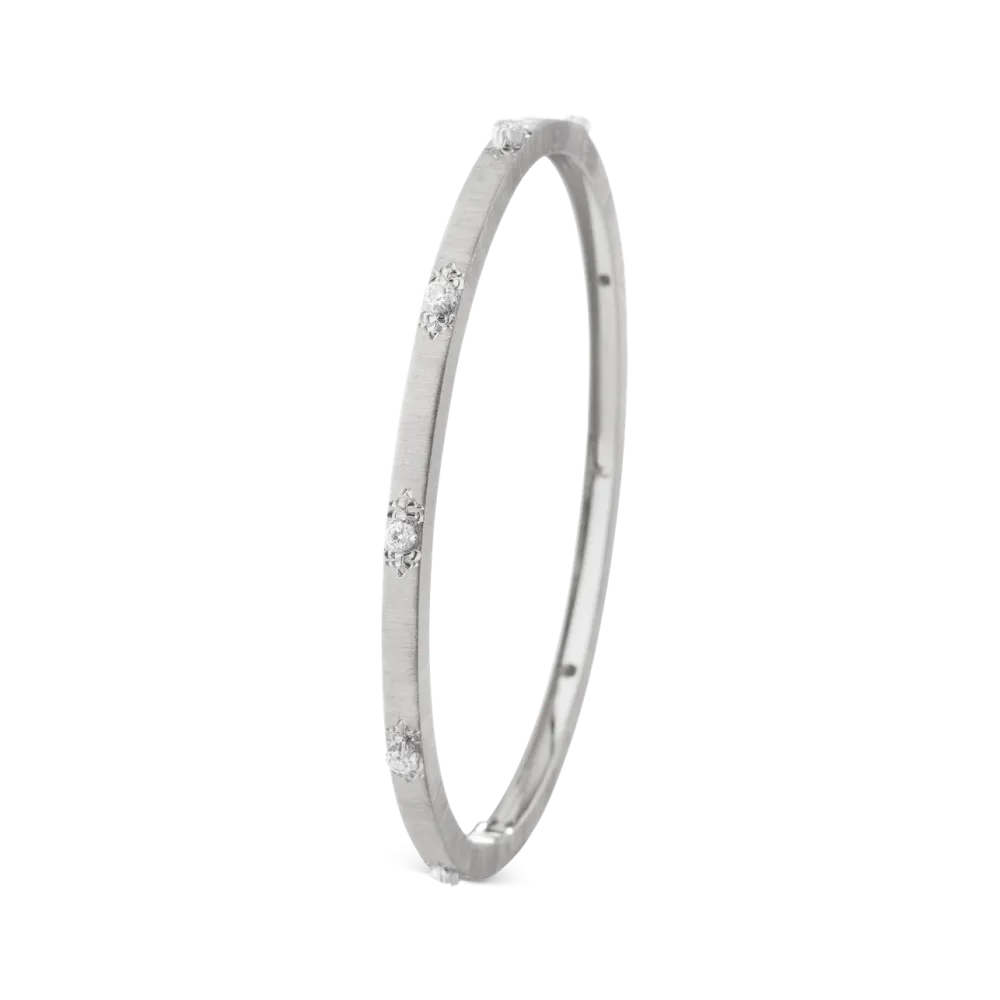 MACRI CLASSICA WHITE GOLD RIGATO BRACELET WITH DIAMONDS