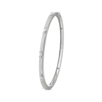 MACRI CLASSICA WHITE GOLD RIGATO BRACELET WITH DIAMONDS