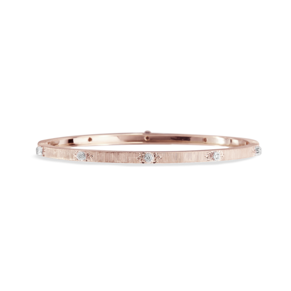 MACRI CLASSICA PINK AND WHITE GOLD BANDED BRACELET WITH DIAMONDS