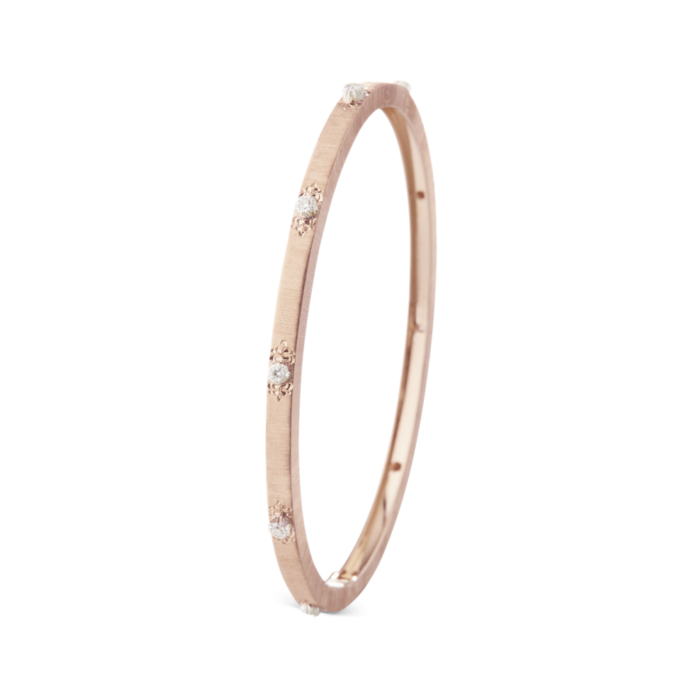 MACRI CLASSICA PINK AND WHITE GOLD BANDED BRACELET WITH DIAMONDS