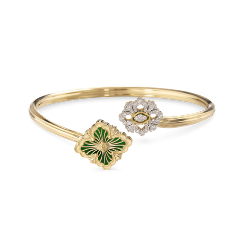 OPERA TULLE YELLOW GOLD BRACELET WITH GREEN ENAMEL BACKGROUND