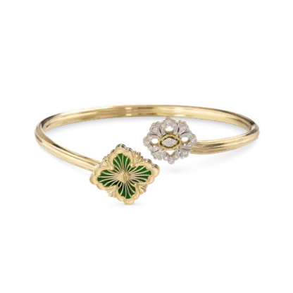 OPERA TULLE YELLOW GOLD BRACELET WITH GREEN ENAMEL BACKGROUND