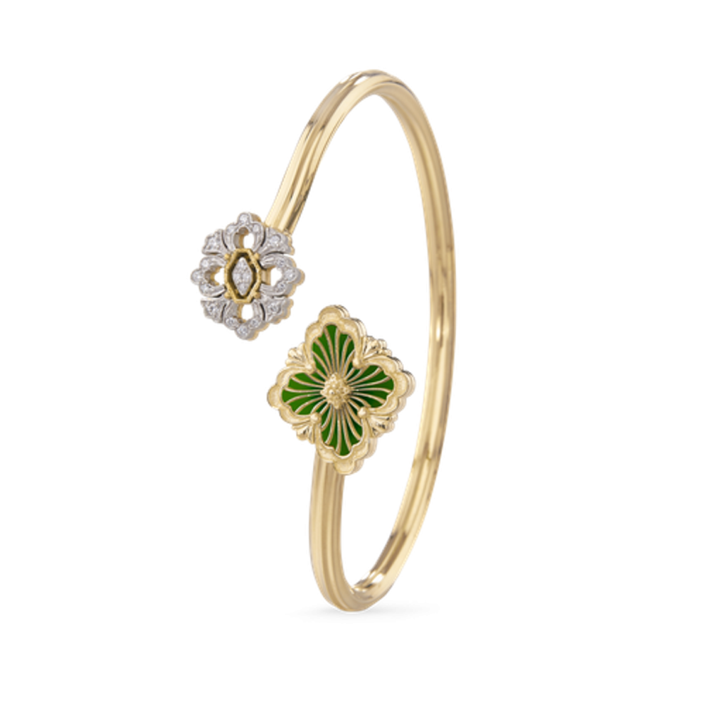 OPERA TULLE YELLOW GOLD BRACELET WITH GREEN ENAMEL BACKGROUND