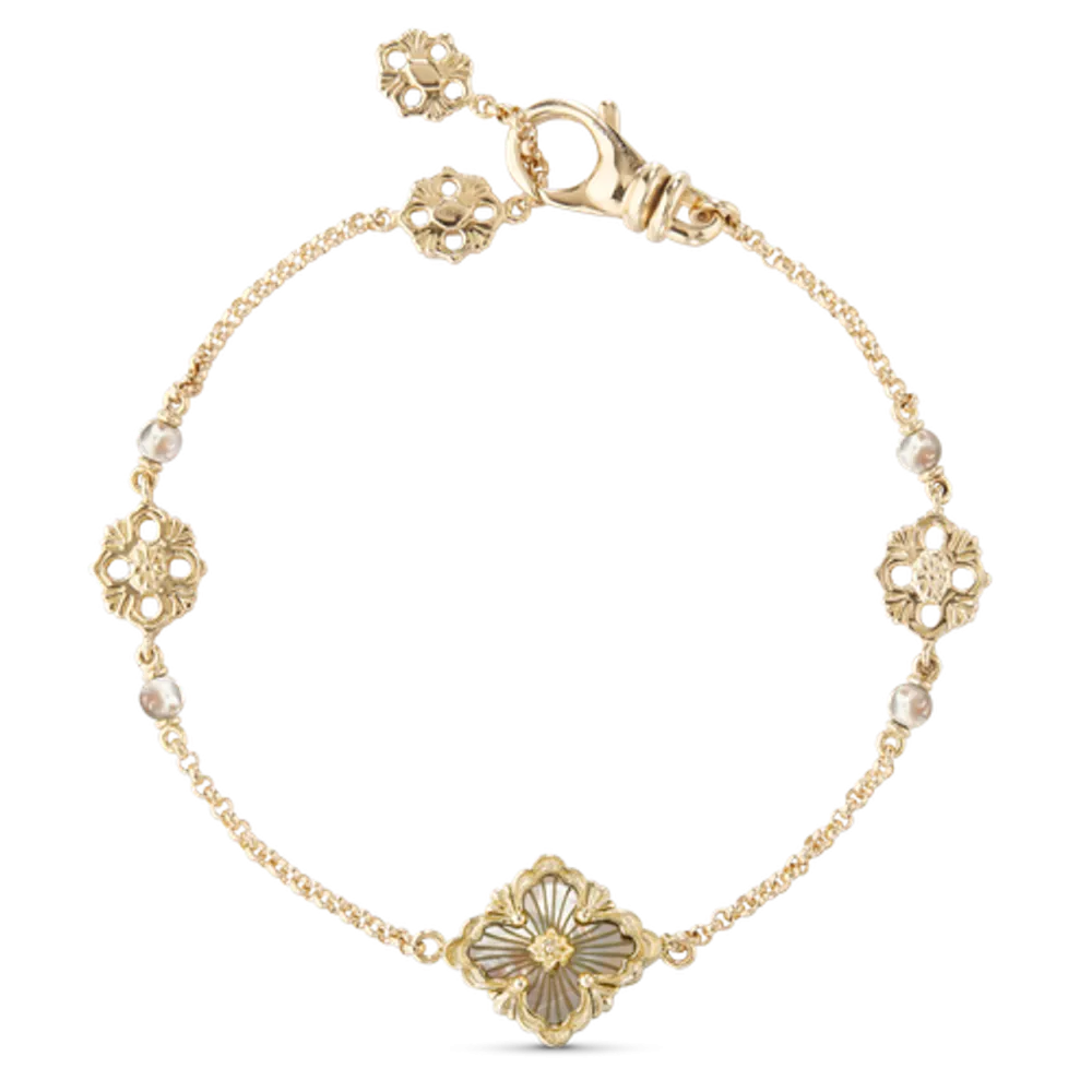 OPERA TULLE YELLOW GOLD BRACELET WITH MOTHER OF PEARL LOGO